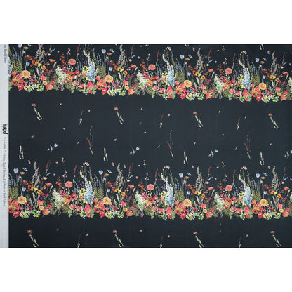 Stretch Cotton Sateen Panel - Midnight Blue Floral Band - Promenade au Pavot Print - Mood Exclusive Jacques Collection