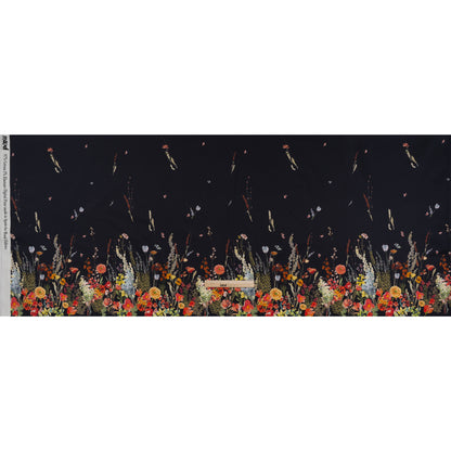 Stretch Cotton Sateen Panel - Midnight Blue Floral Band - Promenade au Pavot Print - Mood Exclusive Jacques Collection - Full