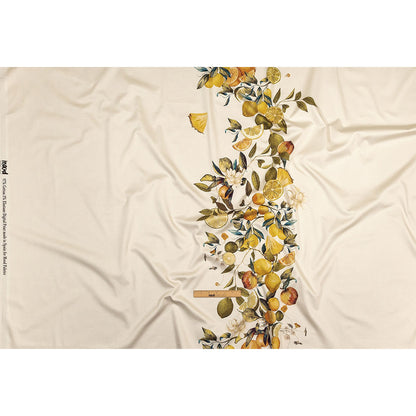 Stretch Cotton Sateen - Yellow and Green Fruit Vine - Panier de Fruits Print - Mood Exclusive Jacques Collection