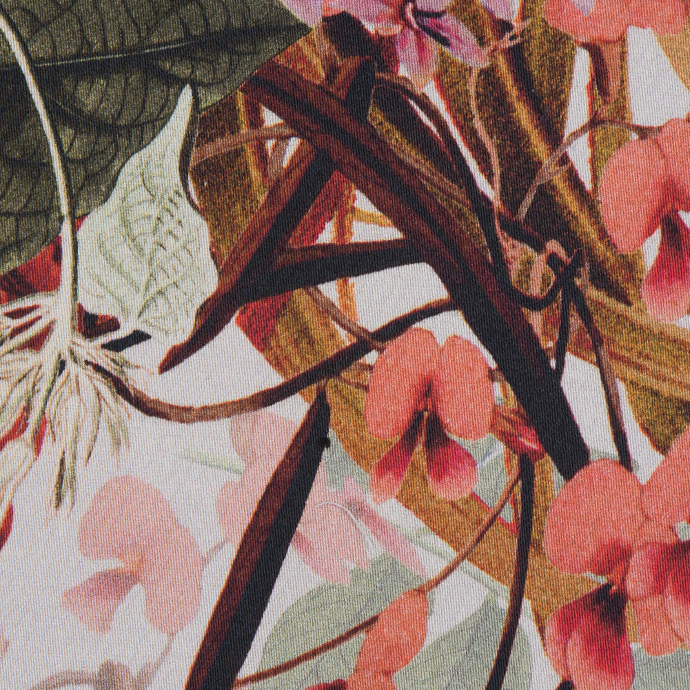 Mood Exclusive Ile des Orchidees Olive and Red Stretch Cotton Sateen