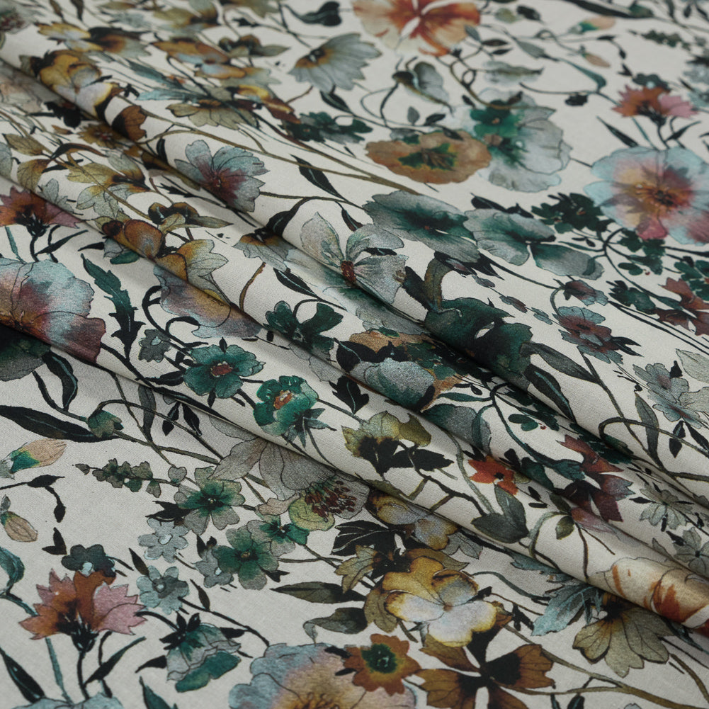 Cotton Voile - Ivory Floral - Passing of Adonis Print - Mood Exclusive Gaia Collection