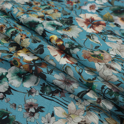 Cotton Voile - Blue Floral - Passing of Adonis Print - Mood Exclusive Gaia Collection