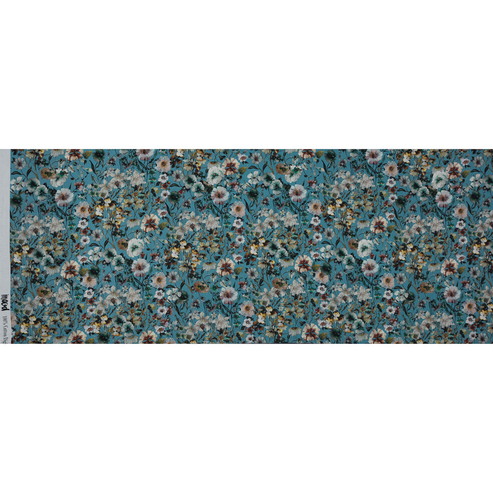 Cotton Voile - Blue Floral - Passing of Adonis Print - Mood Exclusive Gaia Collection - Full