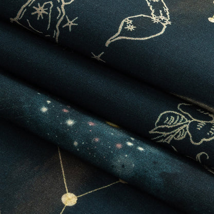 Cotton Voile - Navy Celestial Birds - Apollo's Disguise Print - Mood Exclusive Gaia Collection