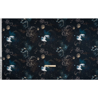 Cotton Voile - Navy Celestial Birds - Apollo's Disguise Print - Mood Exclusive Gaia Collection - Full