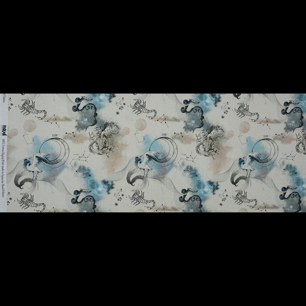 Cotton Voile - Beige Celestial Birds - Apollo's Disguise Beige Print - Mood Exclusive Gaia Collection
