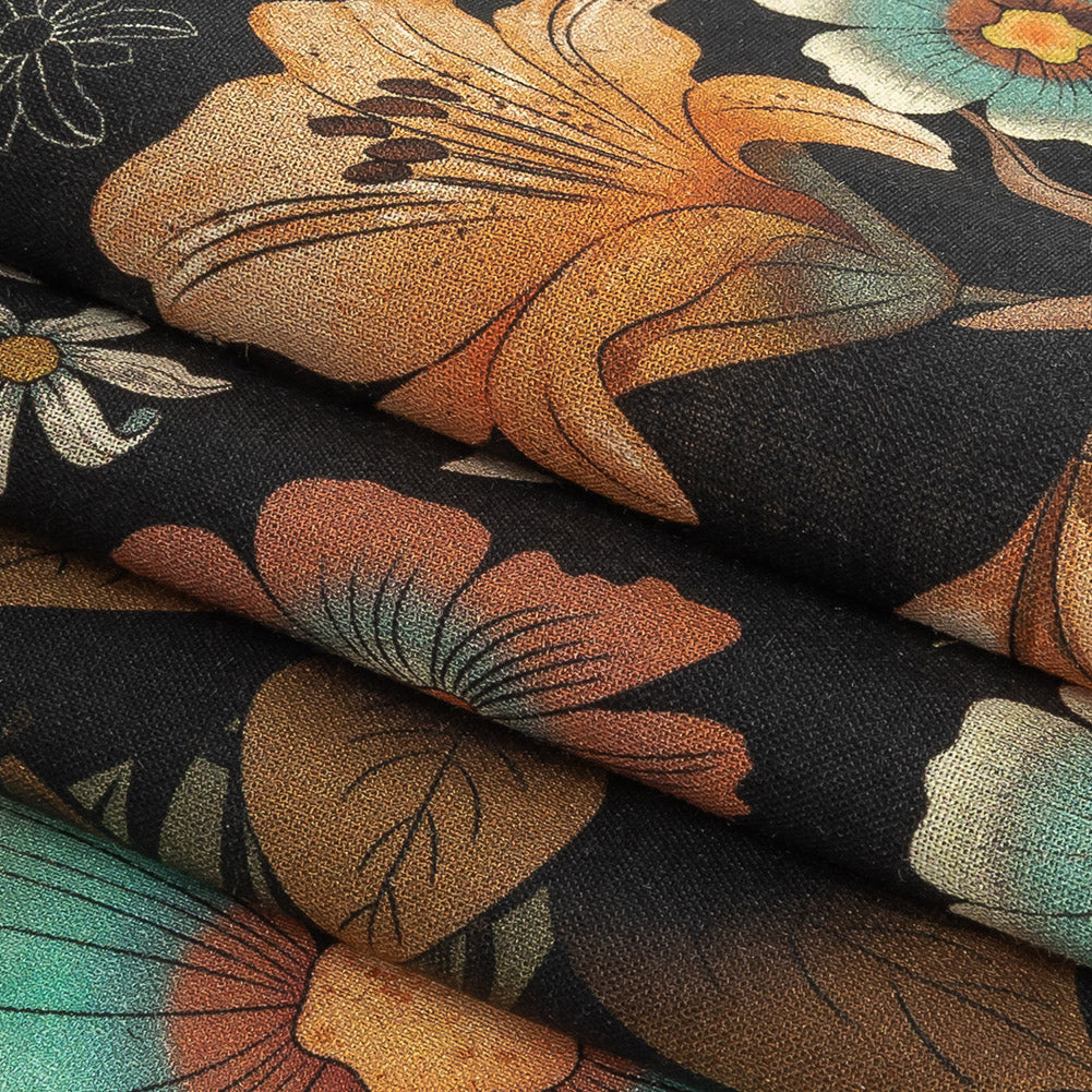 Cotton Voile - Rustic Floral - Narcissus' Reflection Print - Mood Exclusive Gaia Collection