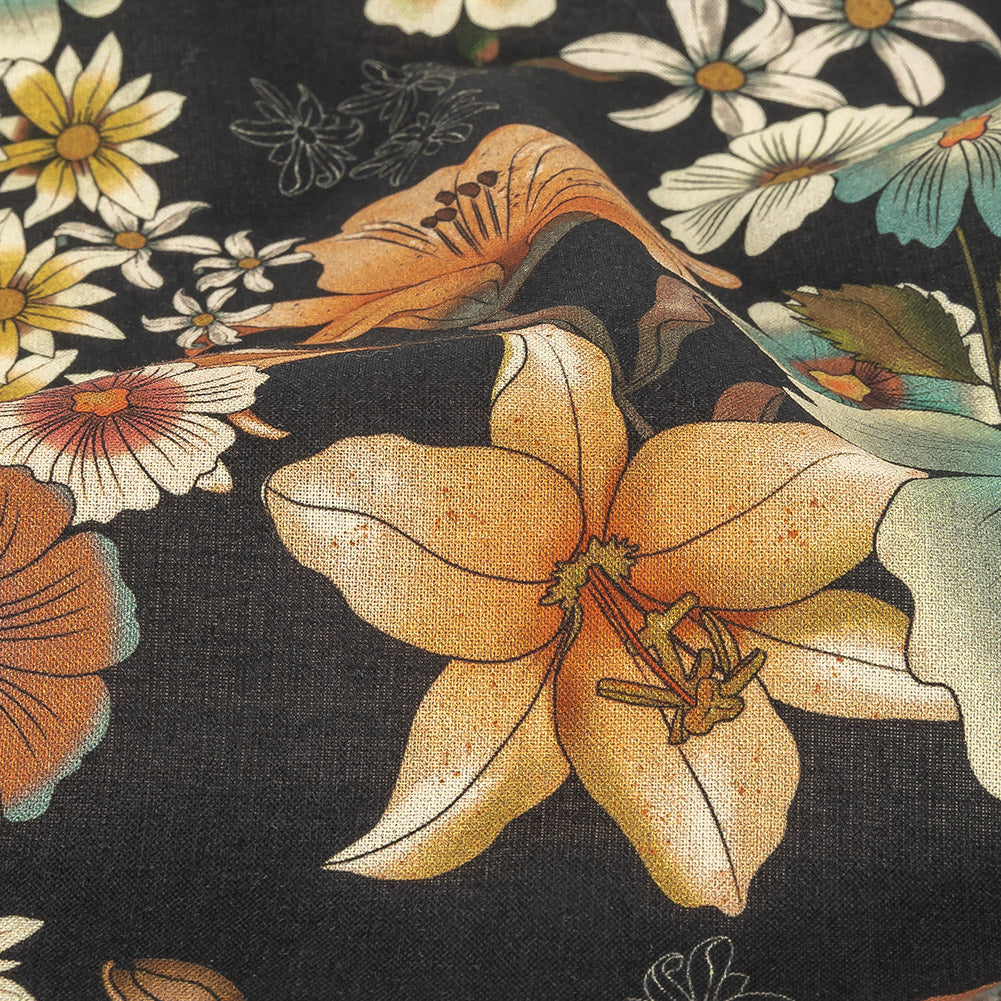 Cotton Voile - Rustic Floral - Narcissus' Reflection Print - Mood Exclusive Gaia Collection