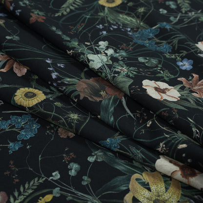 Cotton Voile - Black Floral - Persephone's Bouquet Print - Mood Exclusive Gaia Collection