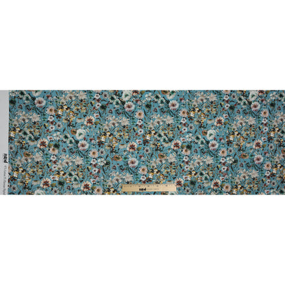 Stretch Cotton Sateen - Blue Floral - Passing of Adonis Print - Mood Exclusive Gaia Collection