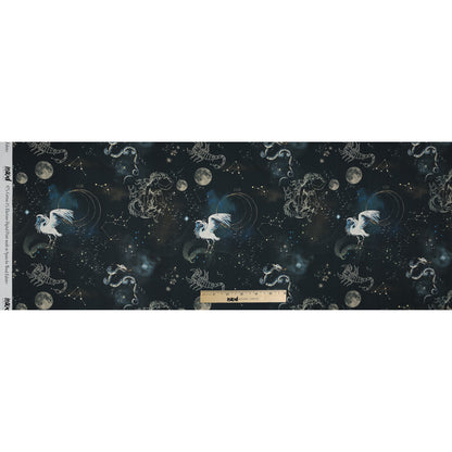 Stretch Cotton Sateen - Navy Celestial Birds - Apollo's Disguise Print - Mood Exclusive Gaia Collection