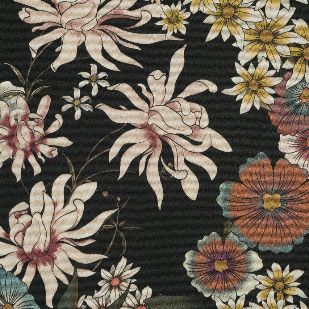 Stretch Cotton Sateen - Rustic Floral - Narcissus' Reflection Print - Mood Exclusive Gaia Collection
