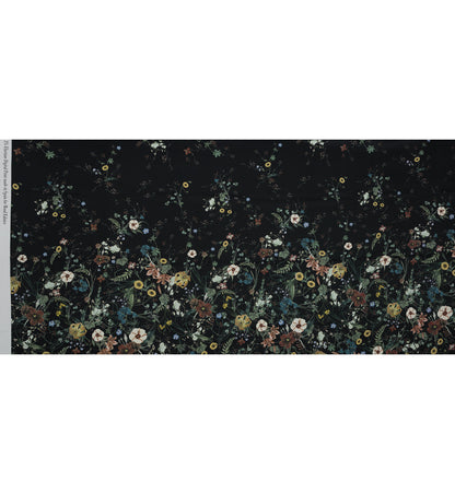 Stretch Cotton Sateen - Black Floral - Persephone's Bouquet Print - Mood Exclusive Gaia Collection