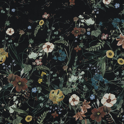 Stretch Cotton Sateen - Black Floral - Persephone's Bouquet Print - Mood Exclusive Gaia Collection