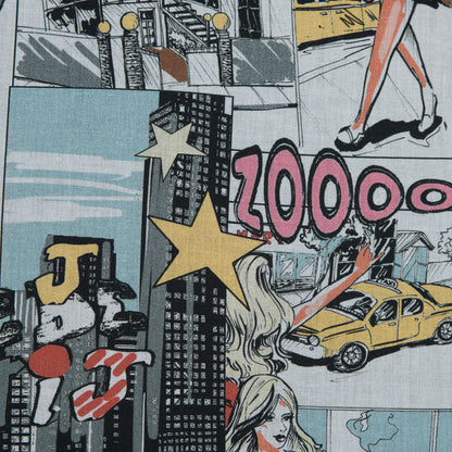 Mood Exclusive White Coffee and Cars Cotton Voile