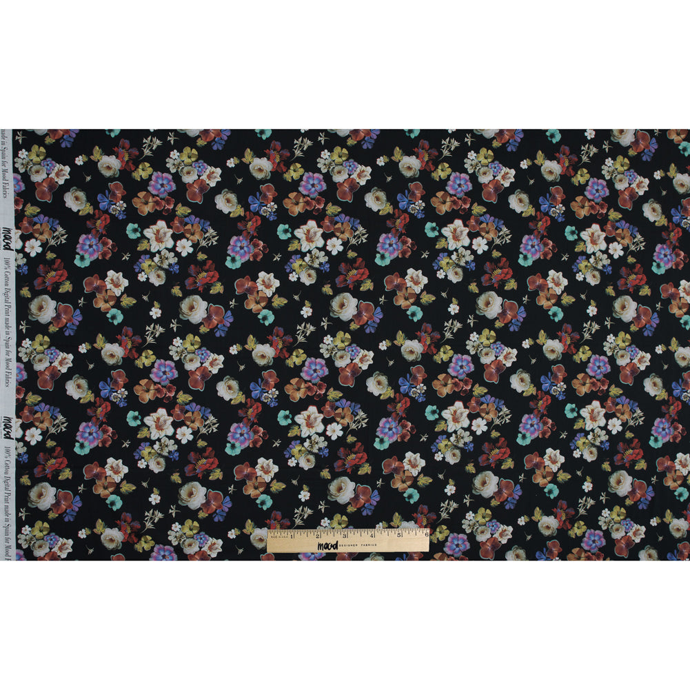 Cotton Voile - Black Floral - Pressed Flower Perfection Print - Mood Exclusive Botanical Collection