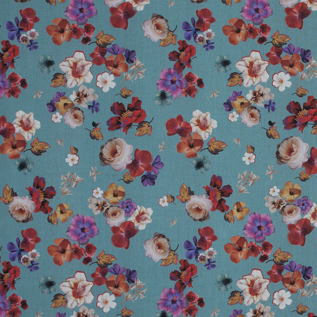 Cotton Voile - Blue Floral - Pressed Flower Perfection Print - Mood Exclusive Botanical Collection