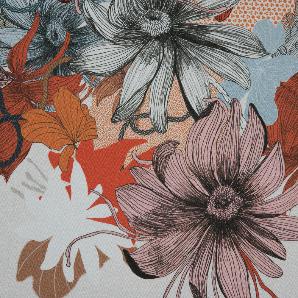 Stretch Cotton Sateen Panel - Pink Floral - Port Havana Print - Mood Exclusive Aloha Collection - Detail