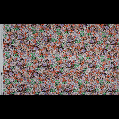Stretch Cotton Sateen - Orange and Purple Floral - Wild Lantana Print - Mood Exclusive Aloha Collection