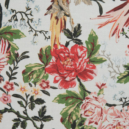 Stretch Cotton Sateen - - Parrots Play Amongst Flowers Print - Mood Exclusive Aloha Collection