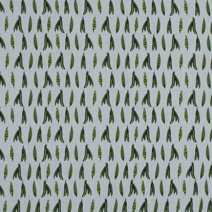Cotton Voile - White and Green Pea Pods - January Peas Print - Mood Exclusive Aloha Collection