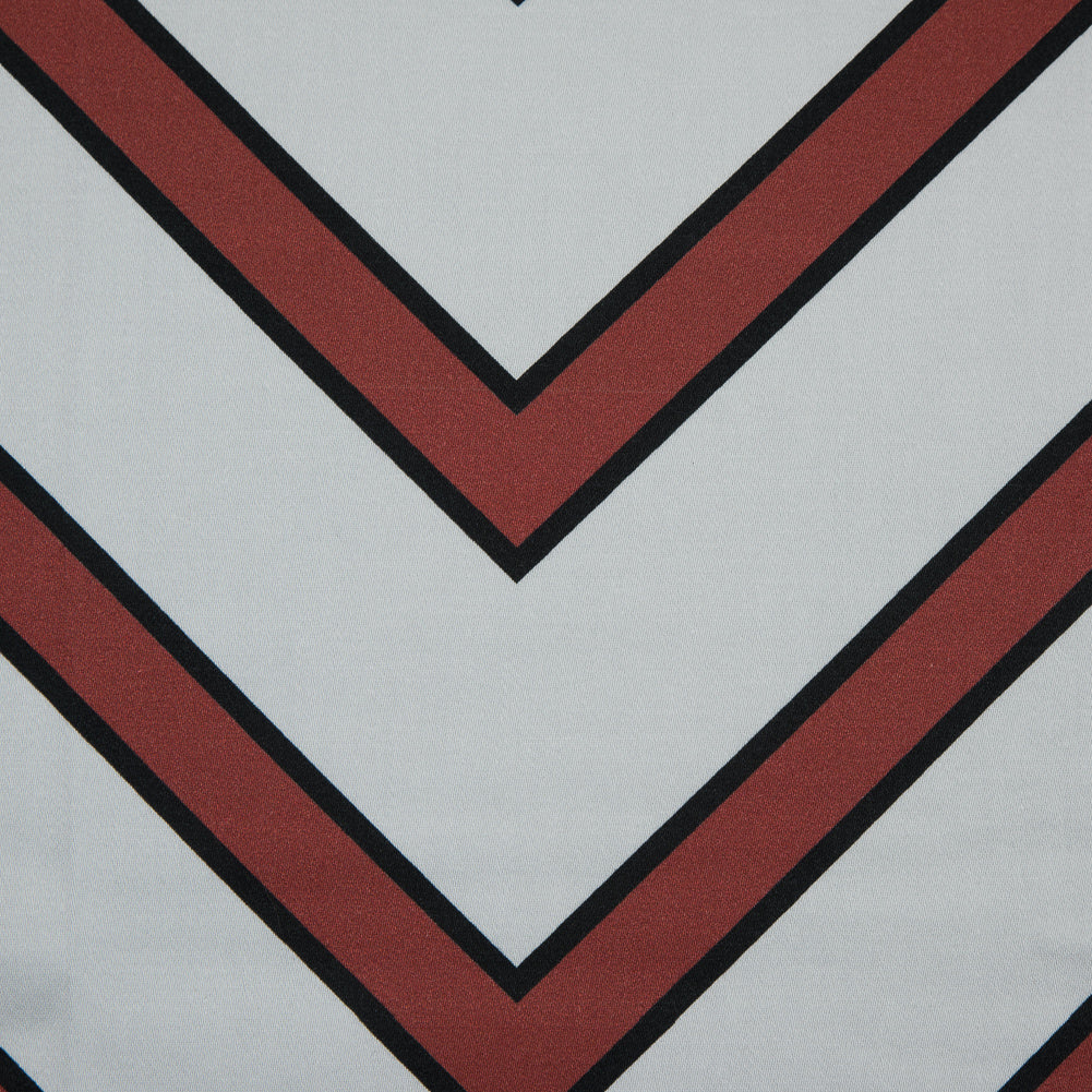 Stretch Cotton Sateen - Coral Red Chevrons - Hele Zig-Zag Print - Mood Exclusive Aloha Collection - Detail