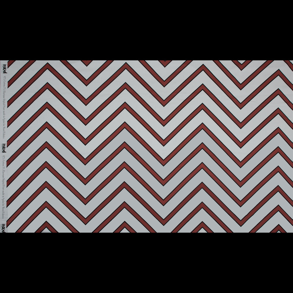 Stretch Cotton Sateen - Coral Red Chevrons - Hele Zig-Zag Print - Mood Exclusive Aloha Collection - Full