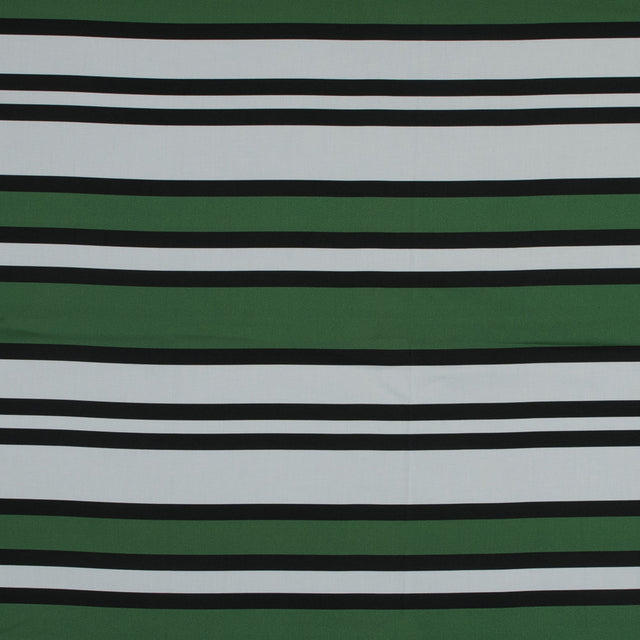 Stretch Cotton Sateen - Green and White Stripes - Aina Stripe Print - Mood Exclusive Aloha Collection