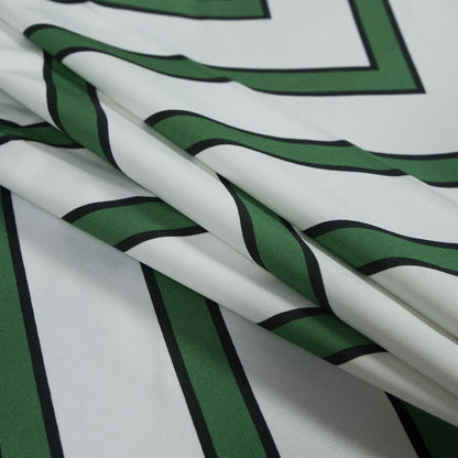 Stretch Cotton Sateen - Green Chevrons - Hele Zig-Zag Print - Mood Exclusive Aloha Collection
