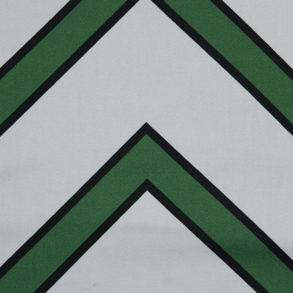 Stretch Cotton Sateen - Green Chevrons - Hele Zig-Zag Print - Mood Exclusive Aloha Collection - Detail