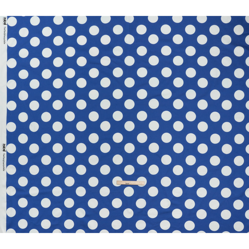 Stretch Cotton Sateen - Blue and White Polka Dots - Mood Exclusive Mahina Dots Print