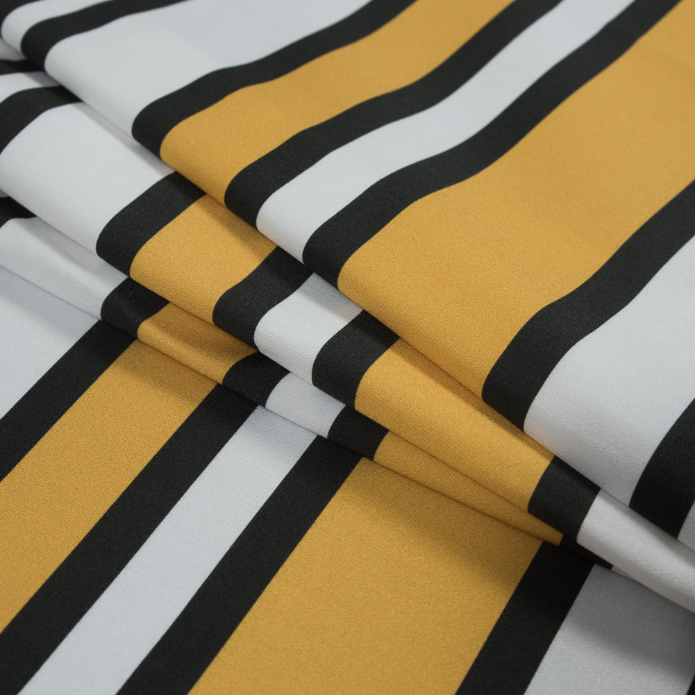 Stretch Cotton Sateen - Yellow and White Stripes - Aina Stripe Print - Mood Exclusive Aloha Collection