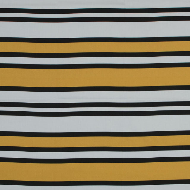Stretch Cotton Sateen - Yellow and White Stripes - Aina Stripe Print - Mood Exclusive Aloha Collection
