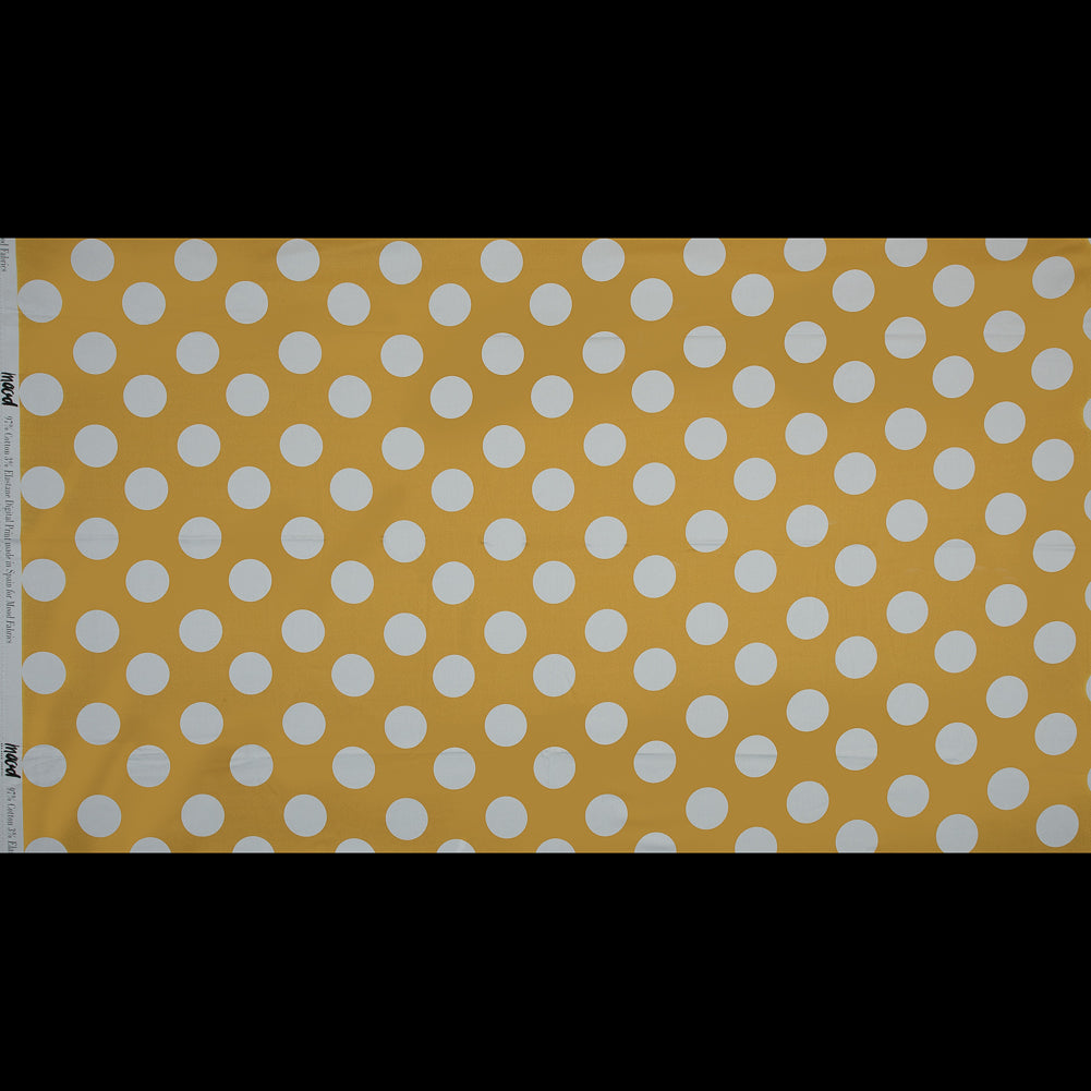 Stretch Cotton Sateen - Yellow Polka Dots - Mahina Dots Print - Mood Exclusive Aloha Collection