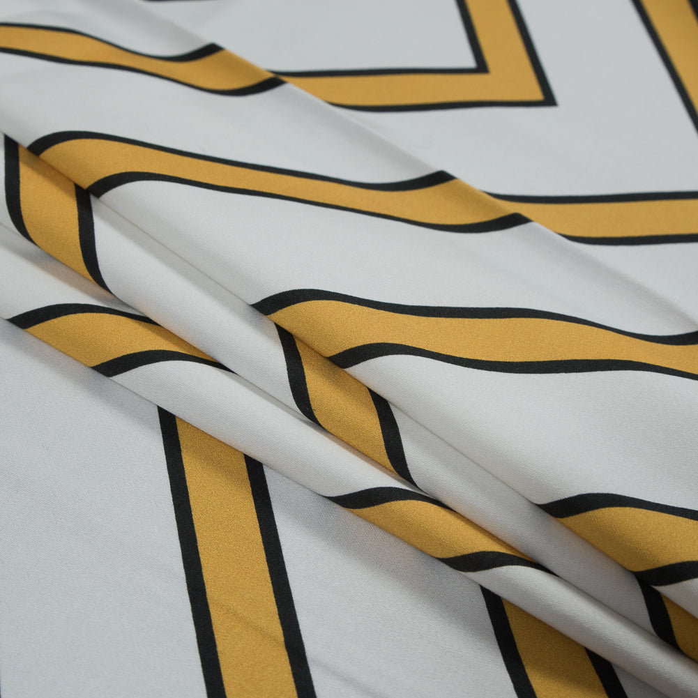 Stretch Cotton Sateen - Yellow Chevrons - Hele Zig-Zag Print - Mood Exclusive Aloha Collection
