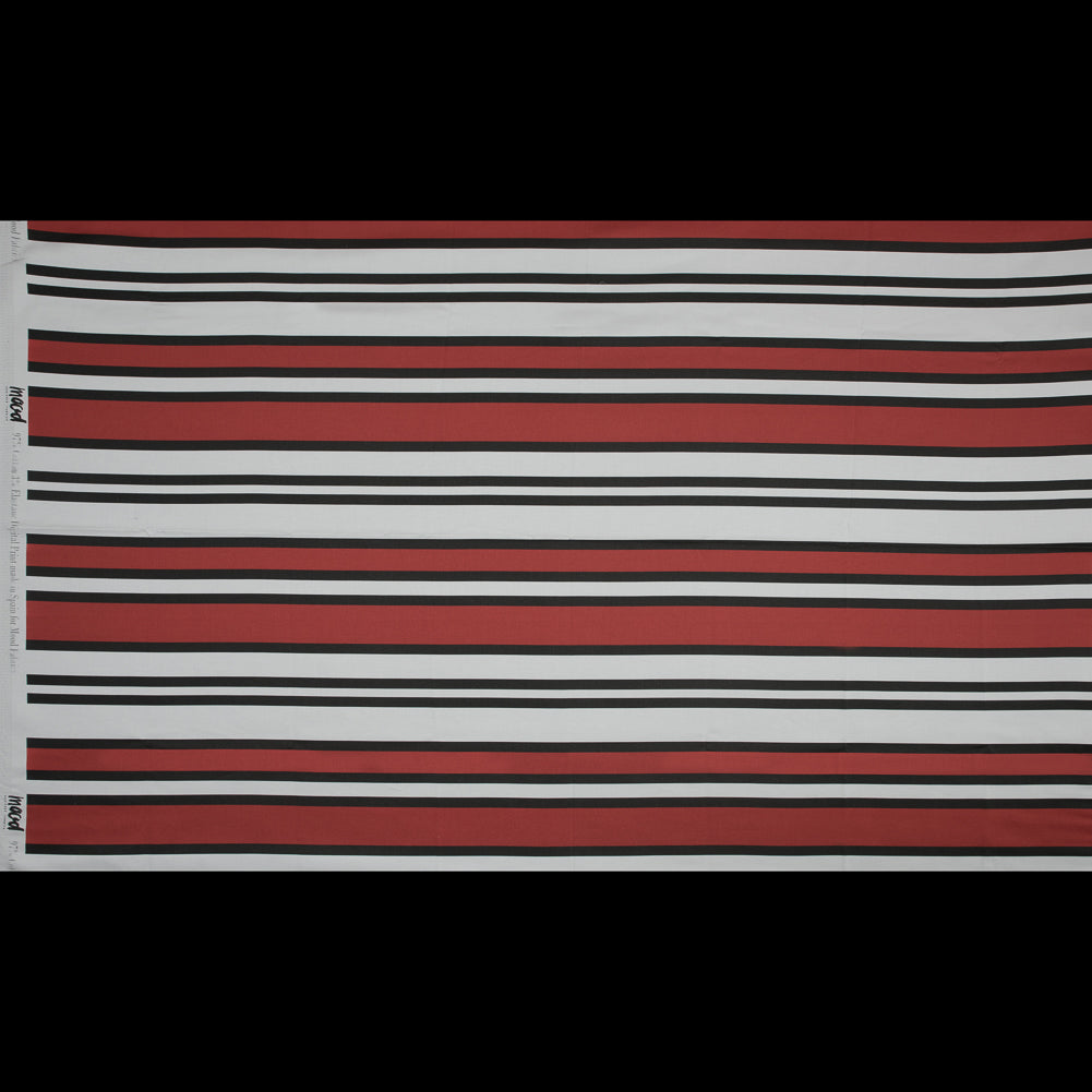 Stretch Cotton Sateen - Red and White Stripes - Mood Exclusive Aina Stripe Print - Full
