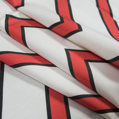Stretch Cotton Sateen - Red Chrevrons - Mood Exclusive Hele Zig-Zag Print