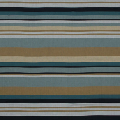 Cotton Voile - Blue and Beige Stripes - Krishna's Meditation Print - Mood Exclusive Surya Collection