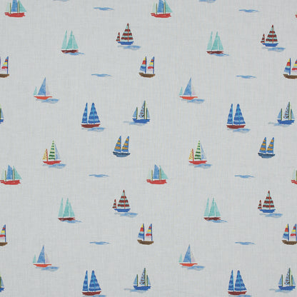 Cotton Voile - White and Blue Sailboats - Manu's Peace Print - Mood Exclusive Surya Collection