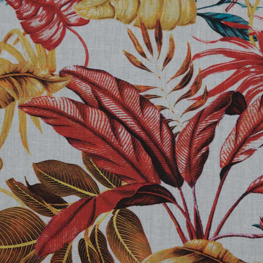 Cotton Voile - Red and Yellow Leaves - Vishnu's Tenacity Print - Mood Exclusive Surya Collection