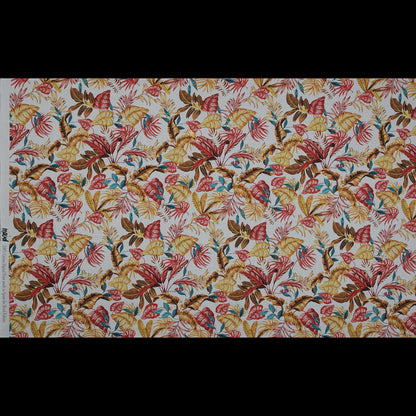 Cotton Voile - Red and Yellow Leaves - Vishnu's Tenacity Print - Mood Exclusive Surya Collection