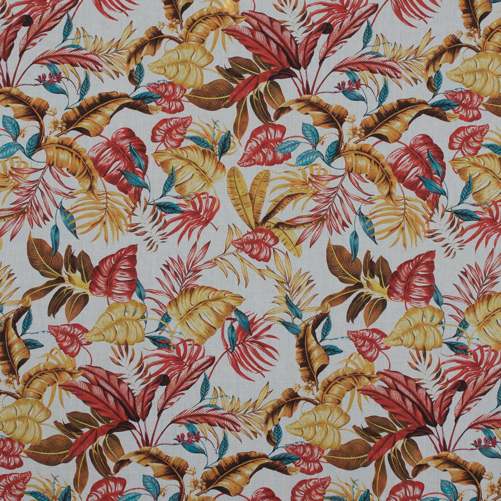 Cotton Voile - Red and Yellow Leaves - Vishnu's Tenacity Print - Mood Exclusive Surya Collection