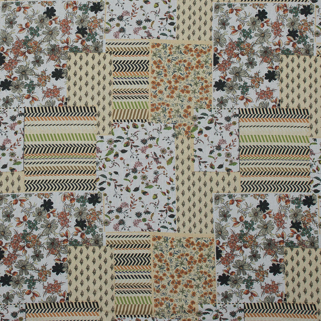 Cotton Voile - Yellow Floral Patchwork - Tulsi's Worship Print - Mood Exclusive Surya Collection