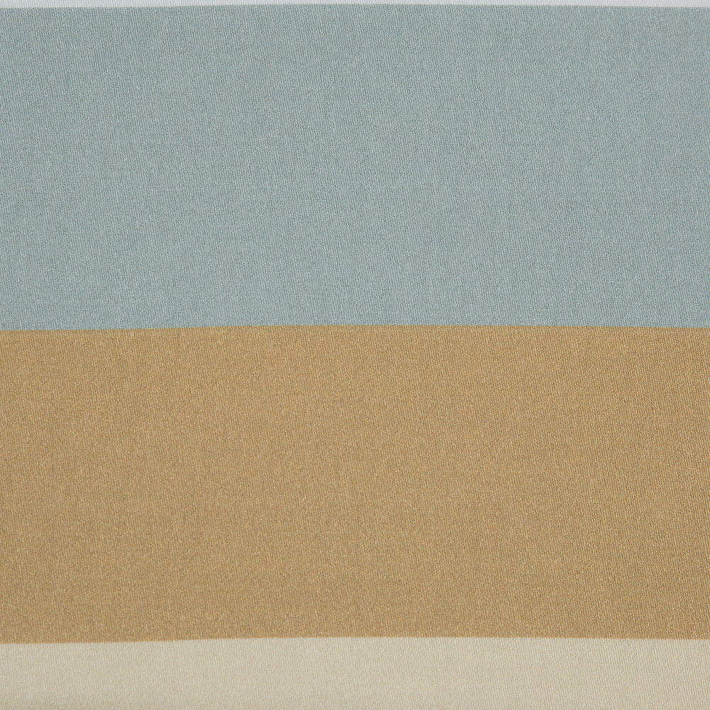 Stretch Cotton Sateen - Blue and Beige Stripes - Krishna's Meditation Print - Mood Exclusive Surya Collection