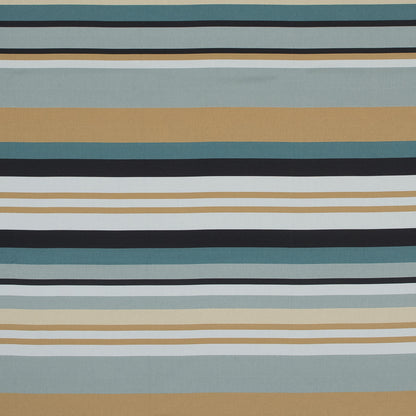 Stretch Cotton Sateen - Blue and Beige Stripes - Krishna's Meditation Print - Mood Exclusive Surya Collection
