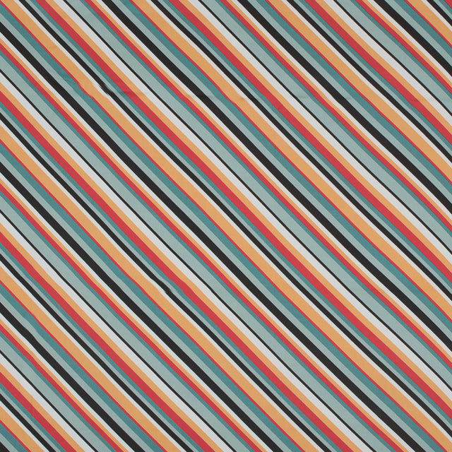 Stretch Cotton Sateen - Orange and Blue Diagonal Stripes - Prajapati's Gift Print - Mood Exclusive Surya Collection