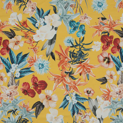 Stretch Cotton Sateen - Yellow Floral - Maharudra Shiva's Determination Print - Mood Exclusive Surya Collection