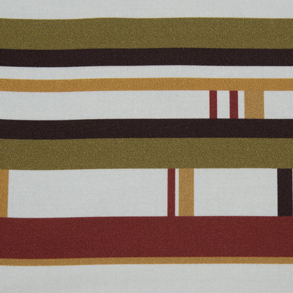 Stretch Cotton Sateen - Olive, Blue and Red Stripes - Sadashiva's Benevolence Print - Mood Exclusive Surya Collection