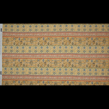 Stretch Cotton Sateen - Yellow Geometric Stripes - Vishnu's Freedom Print - Mood Exclusive Surya Collection