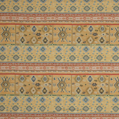 Stretch Cotton Sateen - Yellow Geometric Stripes - Vishnu's Freedom Print - Mood Exclusive Surya Collection